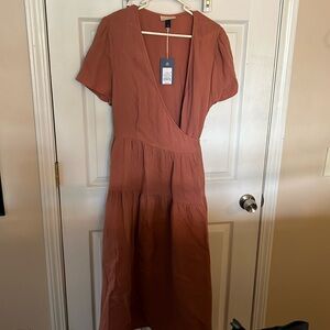 Pink midi wrap dress